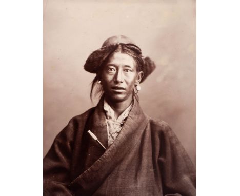 Portrait of a Tibetan Servant/half-length, wearing a coat with hookah tucked into his lapel/mounted silver gelatin print, 19.