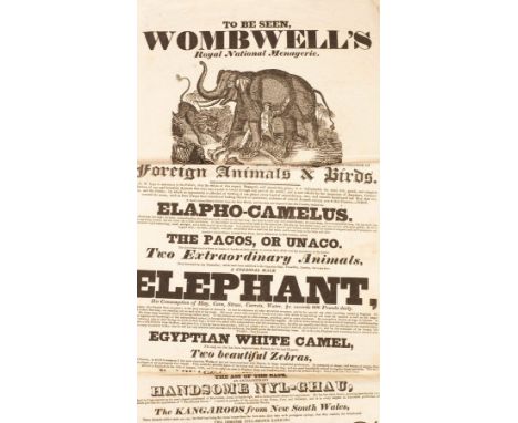Wombwell's Royal National Menagerie advertisement and a collection of thirteen plates of agricultural implements  CONDITION R