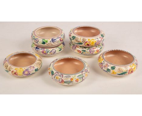 Poole Pottery, seven 15cm posy dishes, assorted patterns CONDITION REPORT: Condition information is not usually provided in t