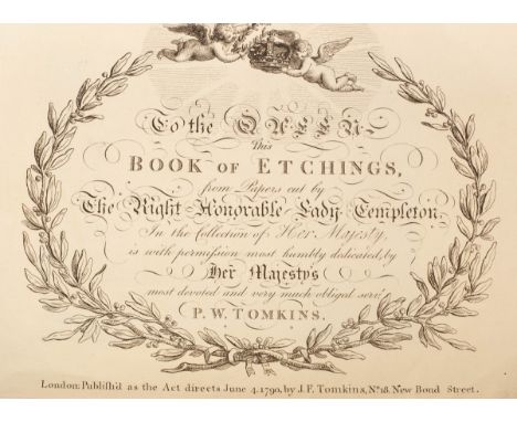 Tomkins (PW) Book of Etchings, London 1790 and two other books CONDITION REPORT: Foxing and damage is extensive. Holes, tears