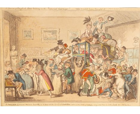 George Cruikshank (1792-1878)/A Swarm of English Bees Hiving in the Imperial Carriage/hand coloured print, 26cm x 36cm CONDIT