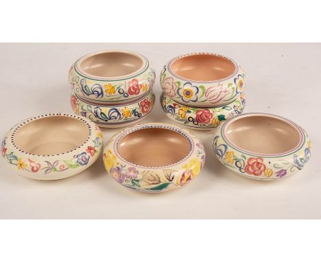 Poole Pottery, seven 15cm posy dishes, assorted patterns CONDITION REPORT: Condition information is not usually provided in t