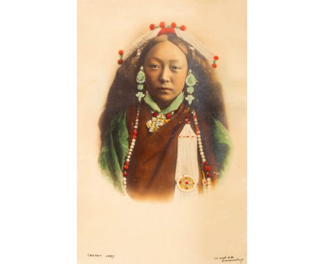 D Singh of Darjeeling/Tibetan Lady/signed and inscribed/hand tinted silver gelatin print, 20.5cm x 15cm, circa 1920 CONDITION