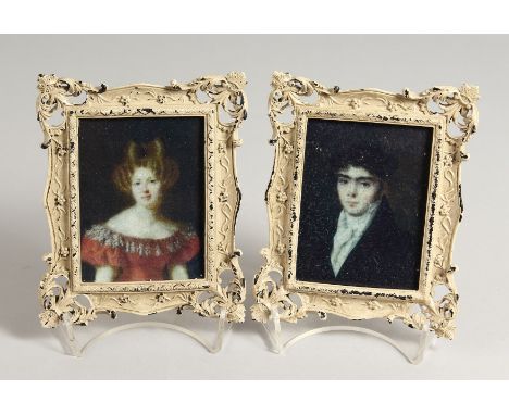 A PAIR OF RECTANGULAR PORTRAIT MINIATURES.