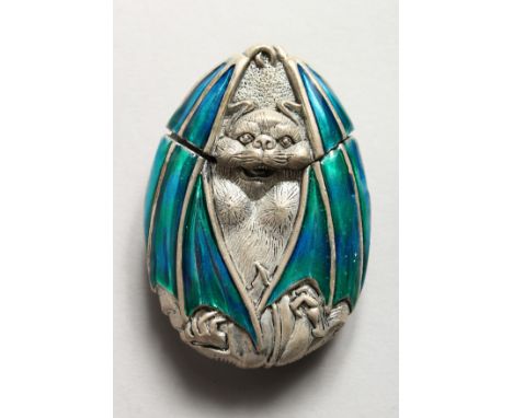 A SILVER PLATE AN ENAMEL BAT VESTA.
