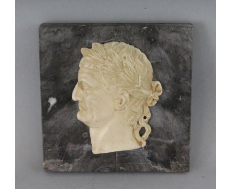 A GRAND TOUR MARBLE TILE, "Roman Emperor". 5ins.