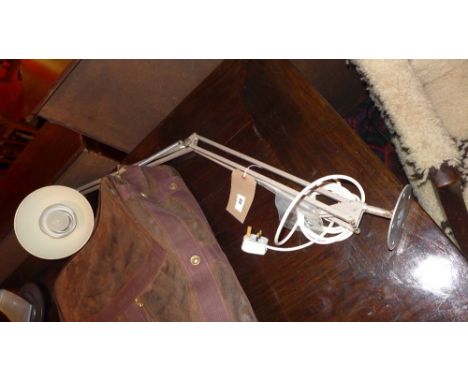 SOLD IN TIMED AUCTION A vintage industrial anglepoise/equipoise machinists lamp made by 1001 Lamps, London, recently refurbis