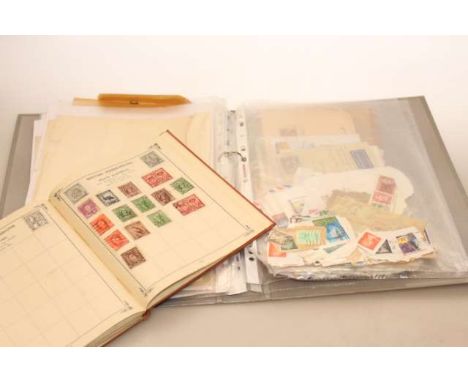 Stanley Gibbons postage stamp album and folder of World stamps and first day covers