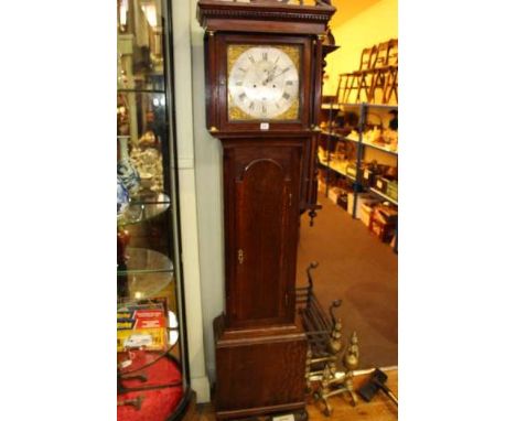 Antique oak cased eight day longcase clock having square brass, gilt and silvered dial, signed Edward Appleford, Dunstable