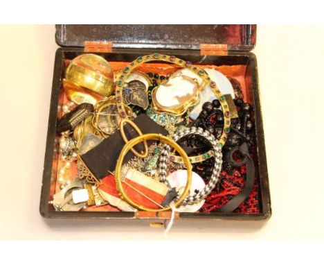 Box of costume jewellery including bangle