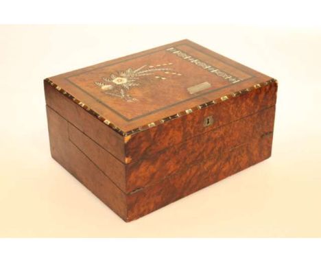 19th century mother of pearl and ebony inlaid portable writing box