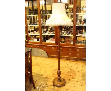 Mahogany fluted column standard lamp and shade