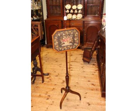 Mahogany tripod pole screen with adjustable tapestry panel