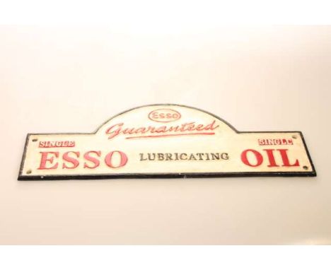 Cast metal Esso lubricating oil sign