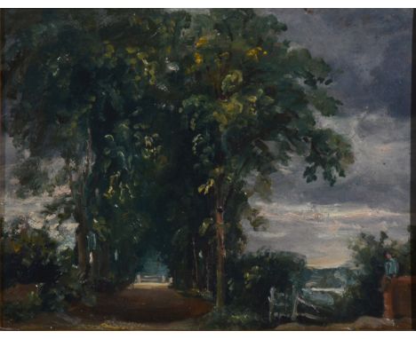 Follower of John Constable, Avenue at Ham House, Epsom, oil on board, 14cm x 16cm.