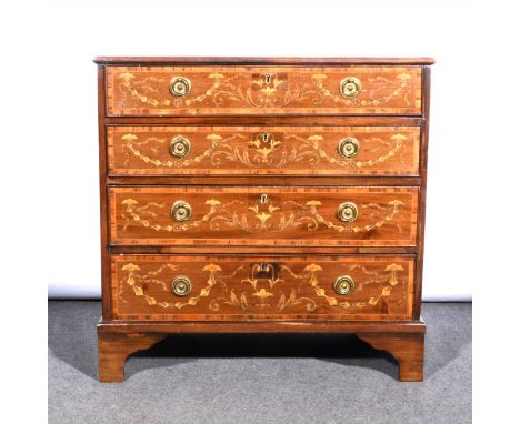 Victorian mahogany and marquetry bow front chest of drawers, marked J H Boobbyer &amp; Sons on the lockplate, the top with a 