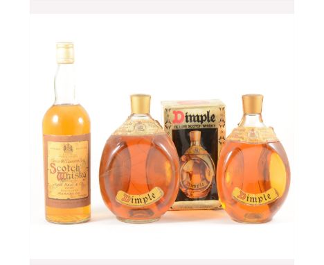 JOHN HAIG - CHOICE OLD "CAMERON BRIG", grain Scotch whisky, 26 2/3 fl oz. 70º Proof; and three bottles of DIMPLE, blended Sco