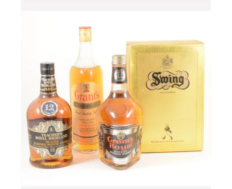 Four bottles of blended Scotch whisky, 1970s/ 1980s bottlings, including: GRANT'S STAND FAST, GRANT'S ROYAL, TEACHER'S ROYAL 