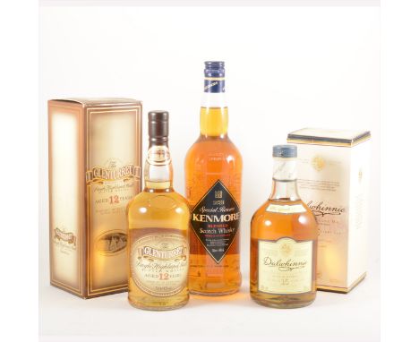 GLENTURRET - 12 years old, single Highland malt Scotch whisky, 1990s bottling, 70cl, 40% vol, in carton ; DALWHINNIE - 15 yea