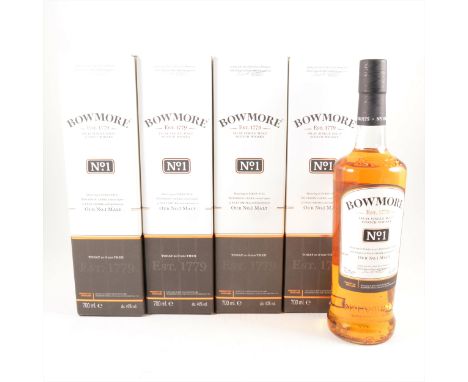 BOWMORE - No. 1 - Islay single malt Scotch whisky, 70cl, 40% vol., in cartons, four bottles. (Qty: 4)