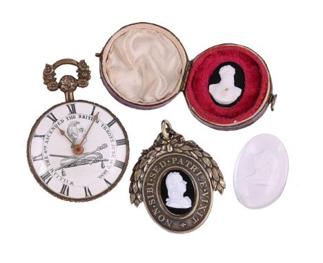ROYAL AND POLITICAL INTEREST; A SMALL COLLECTION OF EARLY 19TH CENTURY ITEMSComprising a Pitt Club badge, the silver gilt bad