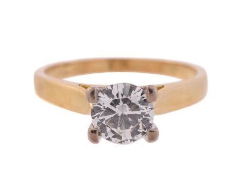 A SINGLE STONE DIAMOND RINGThe brilliant cut diamond weighing 0.70 carats in a four claw setting, partial London hallmarkSize