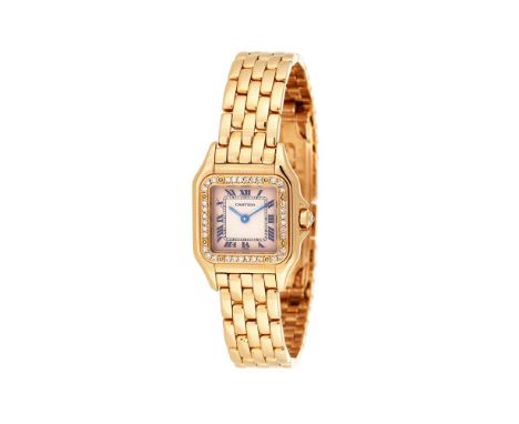 CARTIER, PANTHÈREA LADY'S 18 CARAT GOLD AND DIAMOND BRACELET WATCH, NO. 805791102395Movement: Cal. 157, quartz, 4 jewels Case