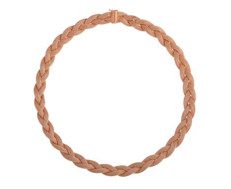 FILIPPINI F.LLi S.n.c., A 1960S WOVEN LINK COLLAR NECKLACEThe plaited woven link necklace to a concealed box clasp, stamped 7