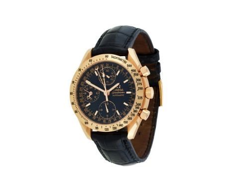 Y OMEGA, SPEEDMASTER, REF. 1750084AN 18 CARAT GOLD CHRONOGRAPH CALENDAR WRIST WATCH, NO. 5785519, CIRCA 1995Movement: Cal. 11