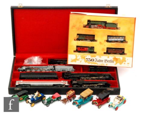 A collection of model railway, mostly continental, to include a boxed TT gauge Berliner Bahnen 750th Anniversary train pack c
