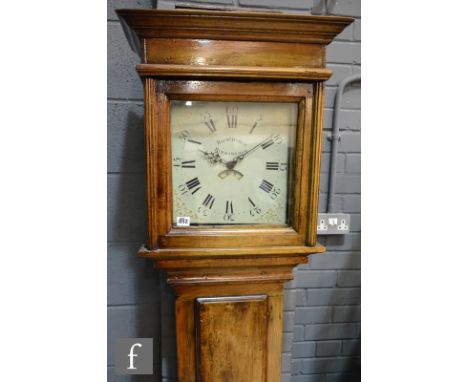 A 19th Century and later oak and mahogany longcase clock, with later associated dial and 30-hour movement, the 12" square ove