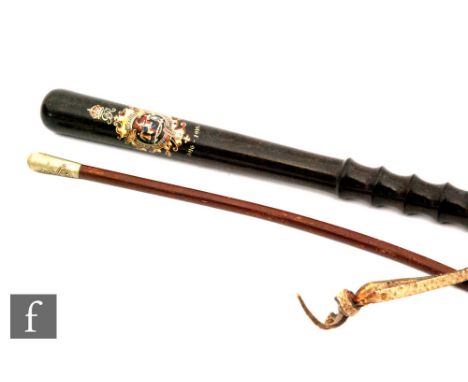 An early 20th Century Birmingham Special Constabulary Police truncheon with ribbed grip and transfer printed crest, length 38