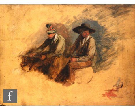CIRCLE OF HENRY PERLEE PARKER (1795-1873) - Smugglers, oil sketch on panel, unframed, 32cm x 39.5cm. 