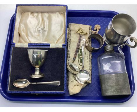 Mappin &amp; Webb; A Hallmarked Silver Egg Cup and Spoon Christening Set, Sheffield 1949, in original fitted box, together wi