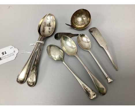 A Collection of Hallmarked Silver Spoons, to include matched pairs, condiment ladle (broken), coffee spoon, etc.Total weight 