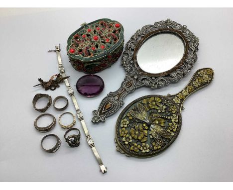 A Collection of "925" and Other Jewellery, to include single stone ring, Tree of Life belcher link charm bracelet, drop earri