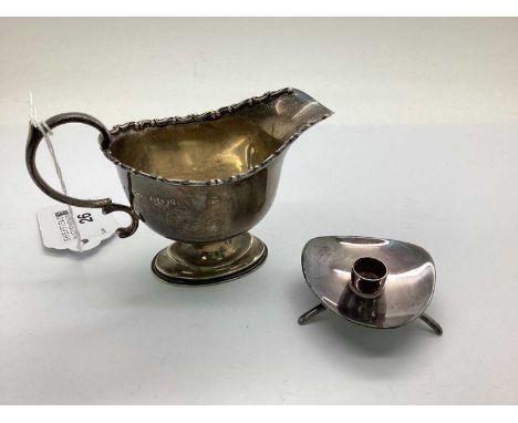 Cohr Denmark; Alta Modernist Candlestick Holder, stamped "Cohr Denmark Alta" to underside, on three splayed legs, together wi