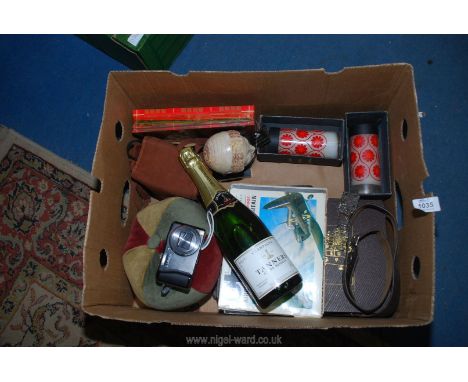 A quantity of miscellanea including Panasonic Lumix DMC-T230 camera with Leica lens, Kodak Brownie Cresta II film camera, red