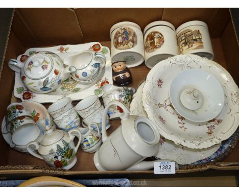 A quantity of mixed china including an ornamental coffee service for six, a Woods and son small teapot for one with matching 