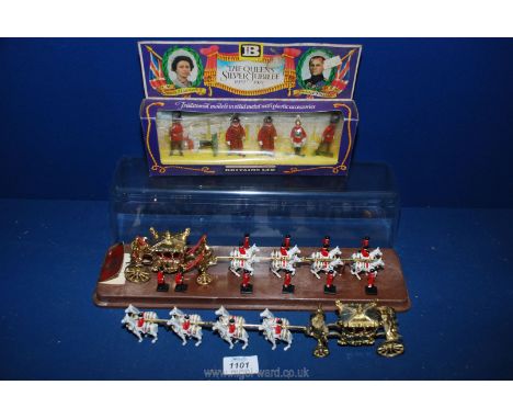 A cased Coronation Coach, made in Great Britain by the 'Crescent Toy Company, Cwmcarn Gwent' plus another Coronation coach an