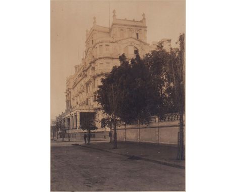 Architectural photo of the grand historical hotel in Cairo, Egypt.The grand hotel was built in 1907 and over looked the Nile 