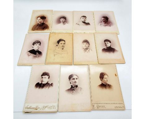 Featuring thicker cardstock on all photos. Depicts portrait photos of female individuals ranging in age from teenager to coll