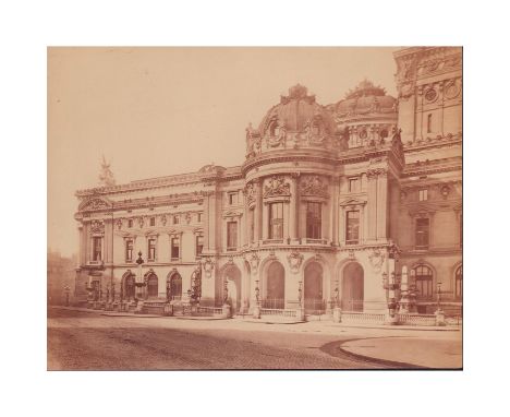 Antique architectural image of the grand opera house in Paris, France. Maison Martinet Albert Hautecoeur  ink stamp on the ba