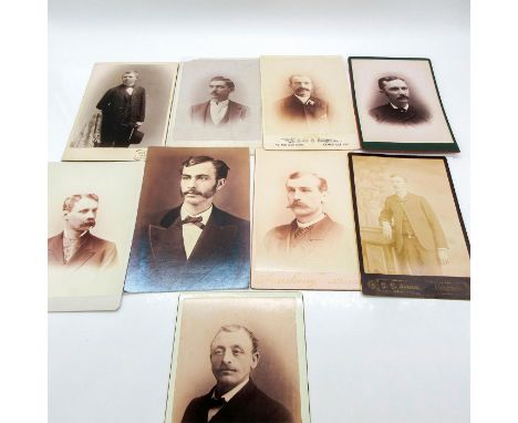 Original Cabinet Cards. Featuring thicker card photo material and also plastic protective layer sheet covering on 1 photo. De