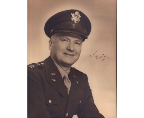 Large silver gelatin print of a WWII veteran in full uniform.Hand signed on right side. Issued: 1943Dimensions: 10.25""W x 13