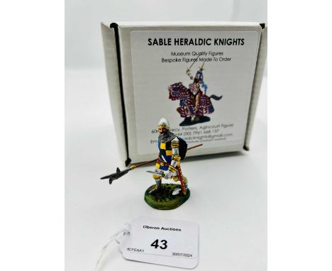 GNM SABLE HERALDIC KNIGHTS SERIES - Model No. M15 - Knight on Foot, comprising: Engverrand de Nedonchel Advancing with Poleax