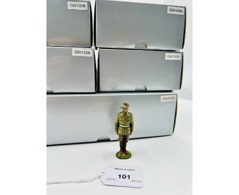 Thomas Gunn Limited Edition Miniatures - WW1 Series, comprising: Set GW102A - Four Marching Infantrymen, AIF 19th Battalion, 