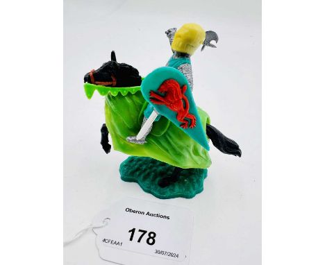 Timpo - Medieval Knights [Swoppet type] Range [1966], RARE YELLOW HELM VARIANT, comprising: Mounted Knight with Battle Axe, M