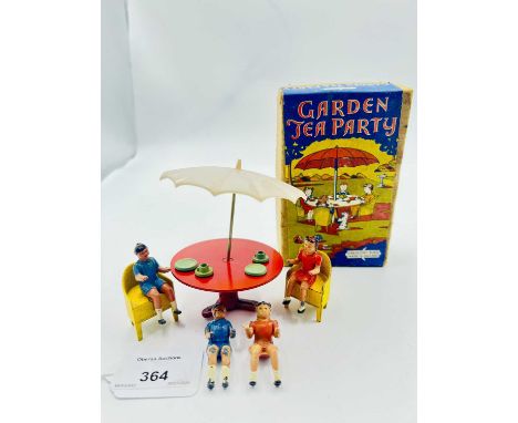 Crescent - From Garden Tea Party, now comprising: Table, Parasol Stand, Plastic Parasol, 4 x Seated Children, 2 [from 4] x Ga