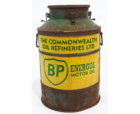 A 1920's BP oil drum, 60cm high x 40cm diameter